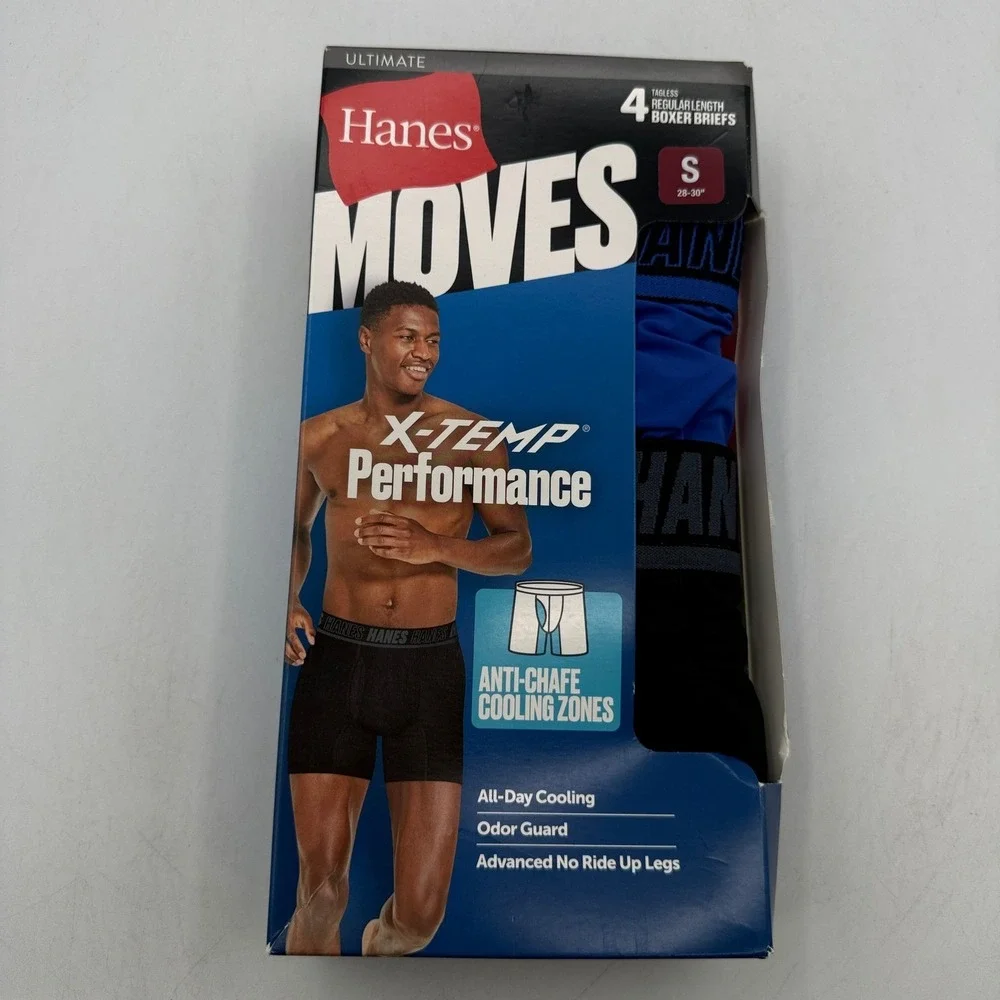 Hanes Ultimate Moves X-Temp Performance Boxer Briefs Mens S Blue Black UM2BD4